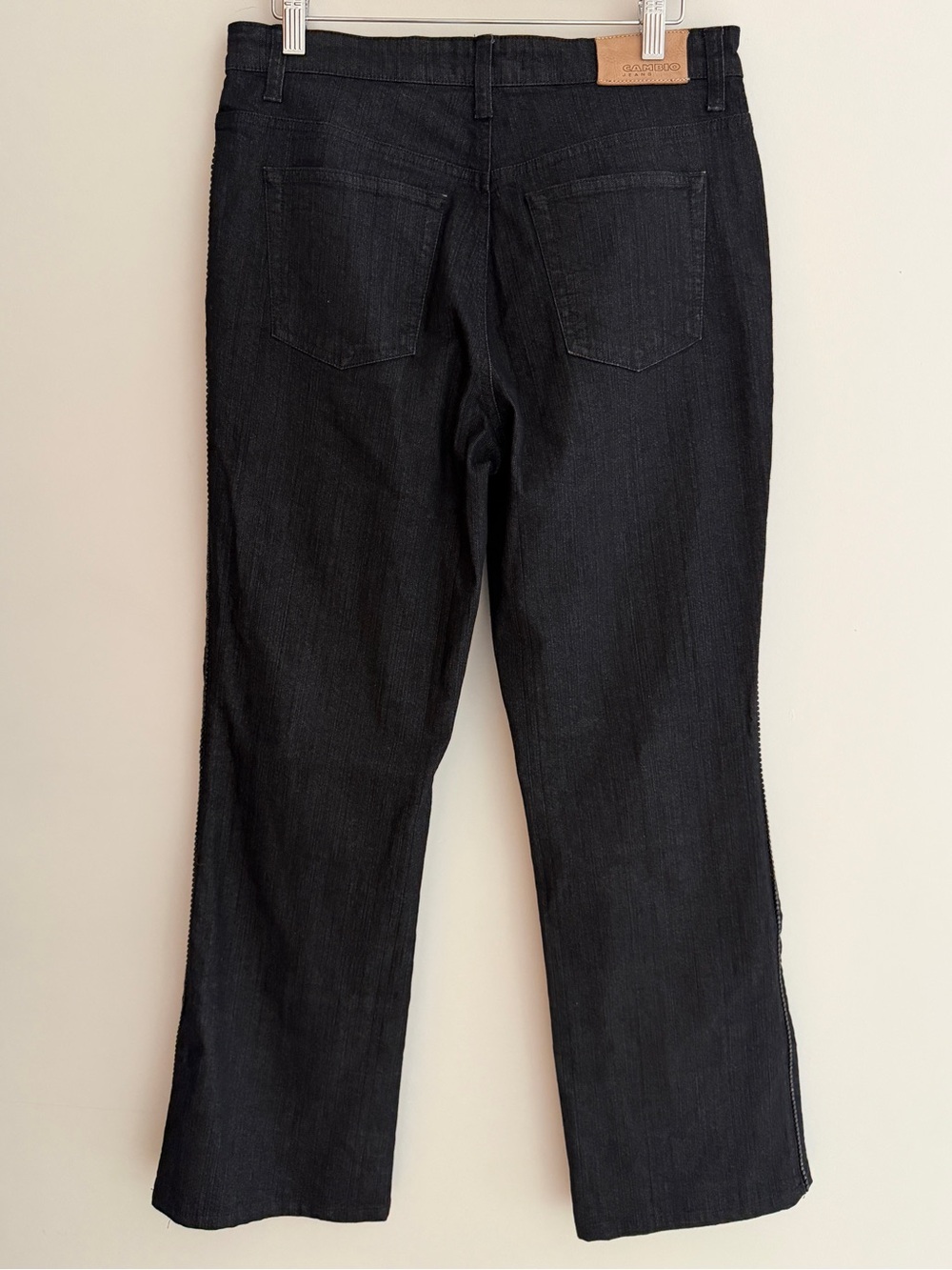 CAMBIO JEANS Brenda Straight Leg Mid-Rise Black Denim Sparkle Detail Side Seam